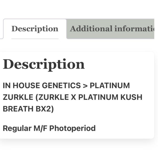 เมล็ดกัญชา Platinum Zurkle (Reg) 12/2024* สุ่มเพศใหม่ล่าสุด - In House Genetics - Image 4