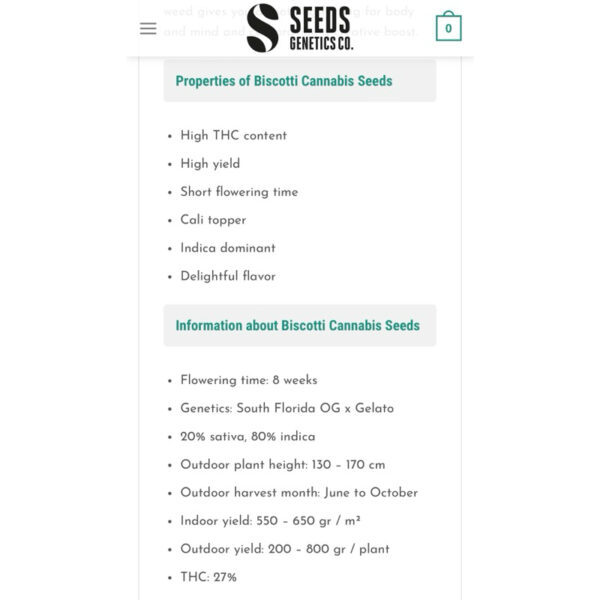 เมล็ดกัญชา Biscotti (Fem) ใหม่* - Seeds Genetics.Co - Image 3