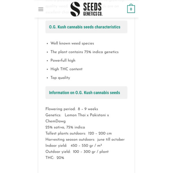 เมล็ดกัญชา OG Kush (Fem) - Seeds Genetics.Co - Image 3