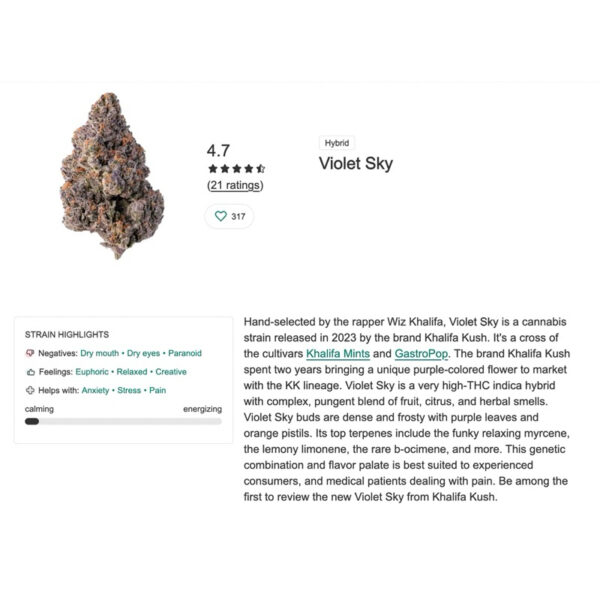 เมล็ดกัญชา Violet Sky S1 (Fem) Indica* - Copycat Genetix - Image 3
